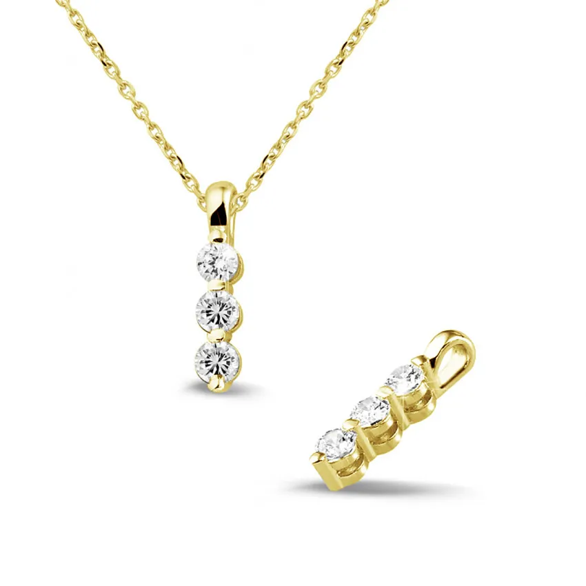 0.30 quilates trilogía colgante diamante en oro amarillo 