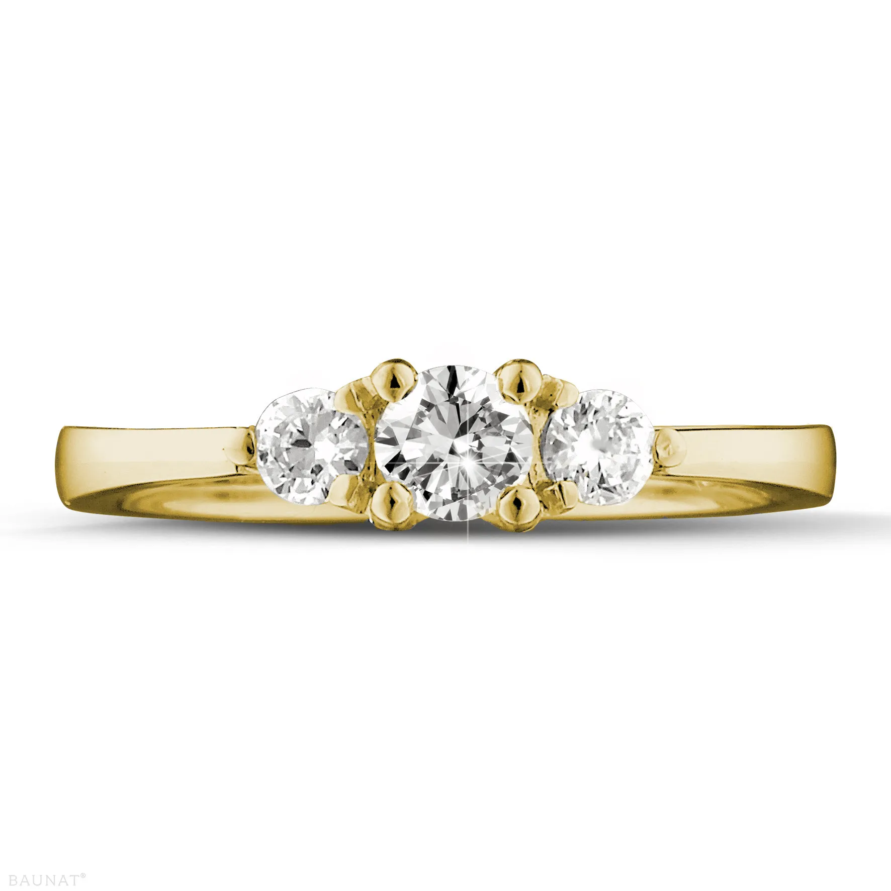 0.45 quilates anillo trilogía en oro amarillo con diamantes redondos 