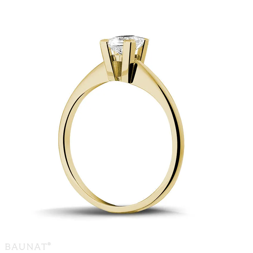 0.50 quilates anillo solitario en oro amarillo con diamante talla princesa 