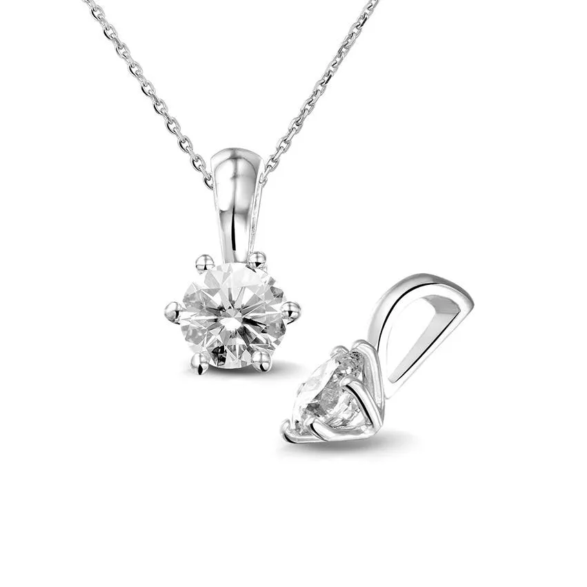 0.70 quilates colgante solitario en oro blanco con diamante redondo 