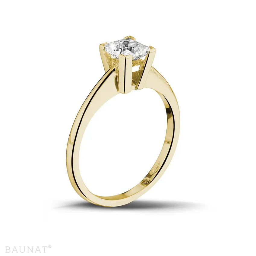 0.75 quilates anillo solitario en oro amarillo con diamante talla princesa 