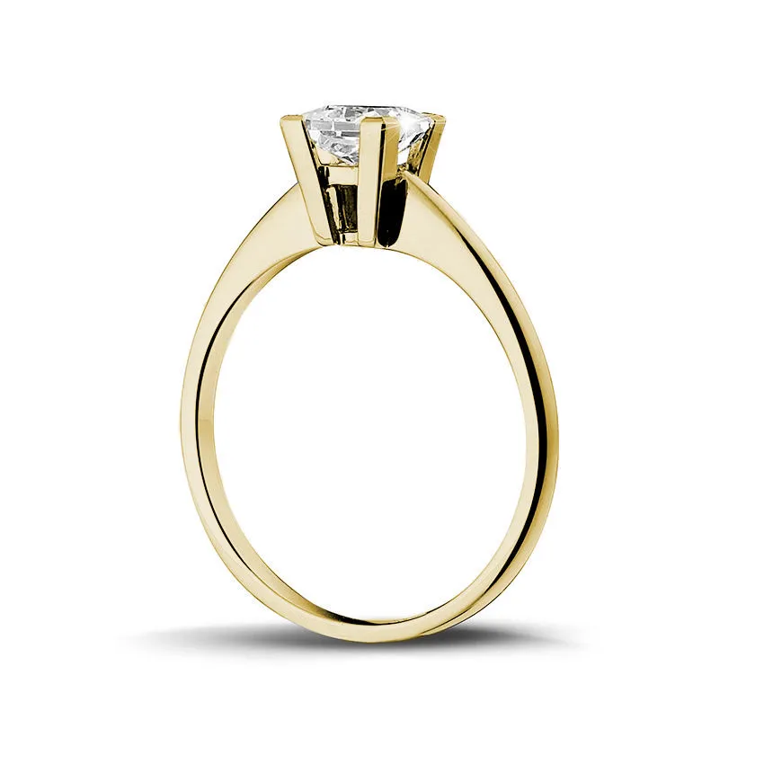 0.90 quilates anillo solitario en oro amarillo con diamante talla princesa 
