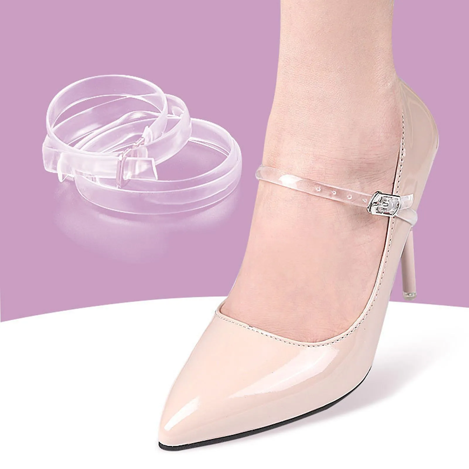 1 par de correas de zapatos de diseño de hebilla ajustable transparente invisible para mujeres zapatos de tacón alto bandas acce