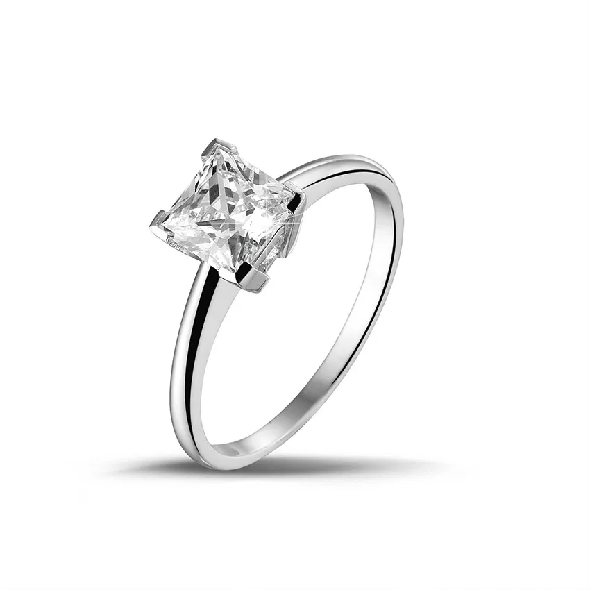 1.20 quilates anillo solitario en oro blanco con diamante talla princesa 
