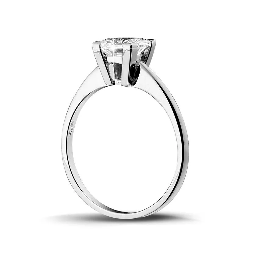 1.20 quilates anillo solitario en oro blanco con diamante talla princesa 