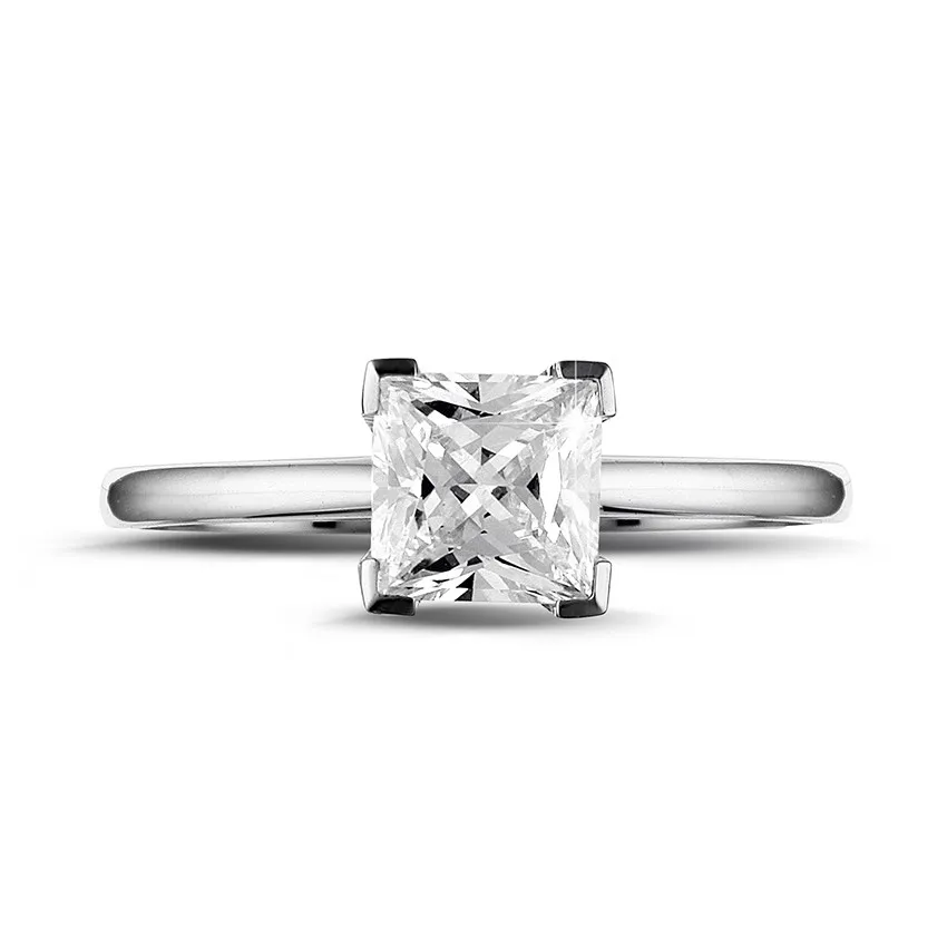 1.20 quilates anillo solitario en oro blanco con diamante talla princesa 
