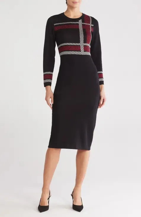 1PC  SWEATER DRESS RED/WHITE/BLACK  SANDRA DARREN