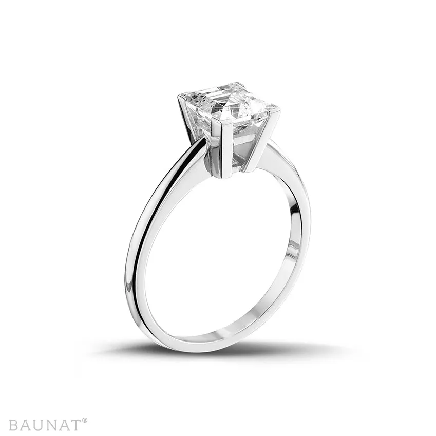 2.00 QUILATES ANILLO SOLITARIO EN ORO BLANCO CON DIAMANTE TALLA PRINCESA DE CALIDAD EXCEPCIONAL (DIFEXNONE FLUORESCENCIAGIA 