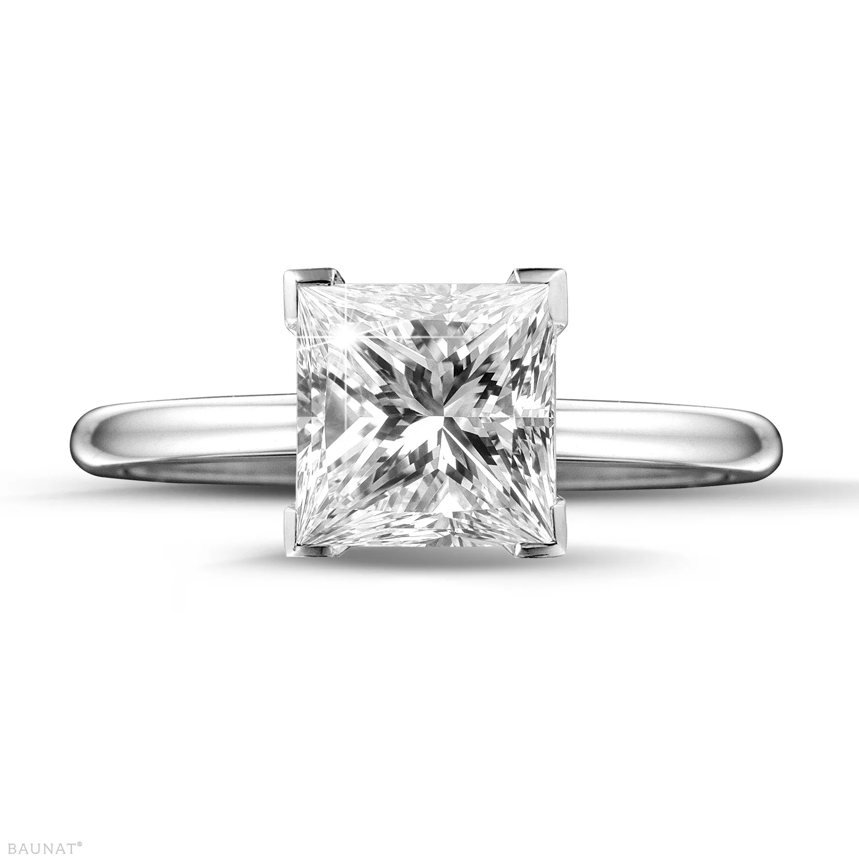 2.00 QUILATES ANILLO SOLITARIO EN ORO BLANCO CON DIAMANTE TALLA PRINCESA DE CALIDAD EXCEPCIONAL (DIFEXNONE FLUORESCENCIAGIA 