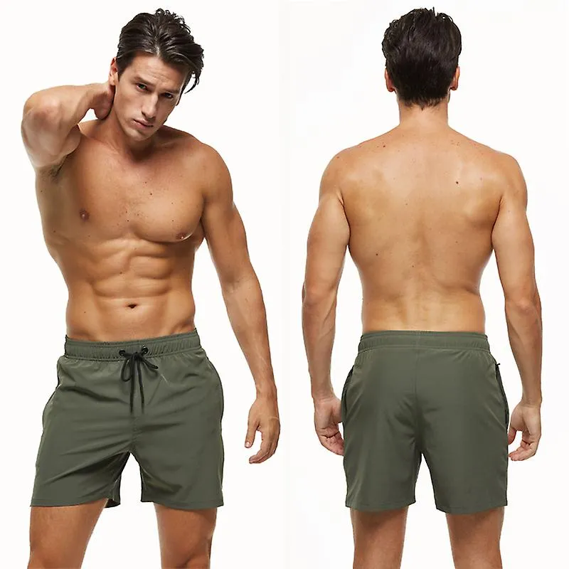 2023 Pantalones de baño elásticos para hombres Pantalones cortos de playa de secado rápido con bolsillos con cremallera y forro 