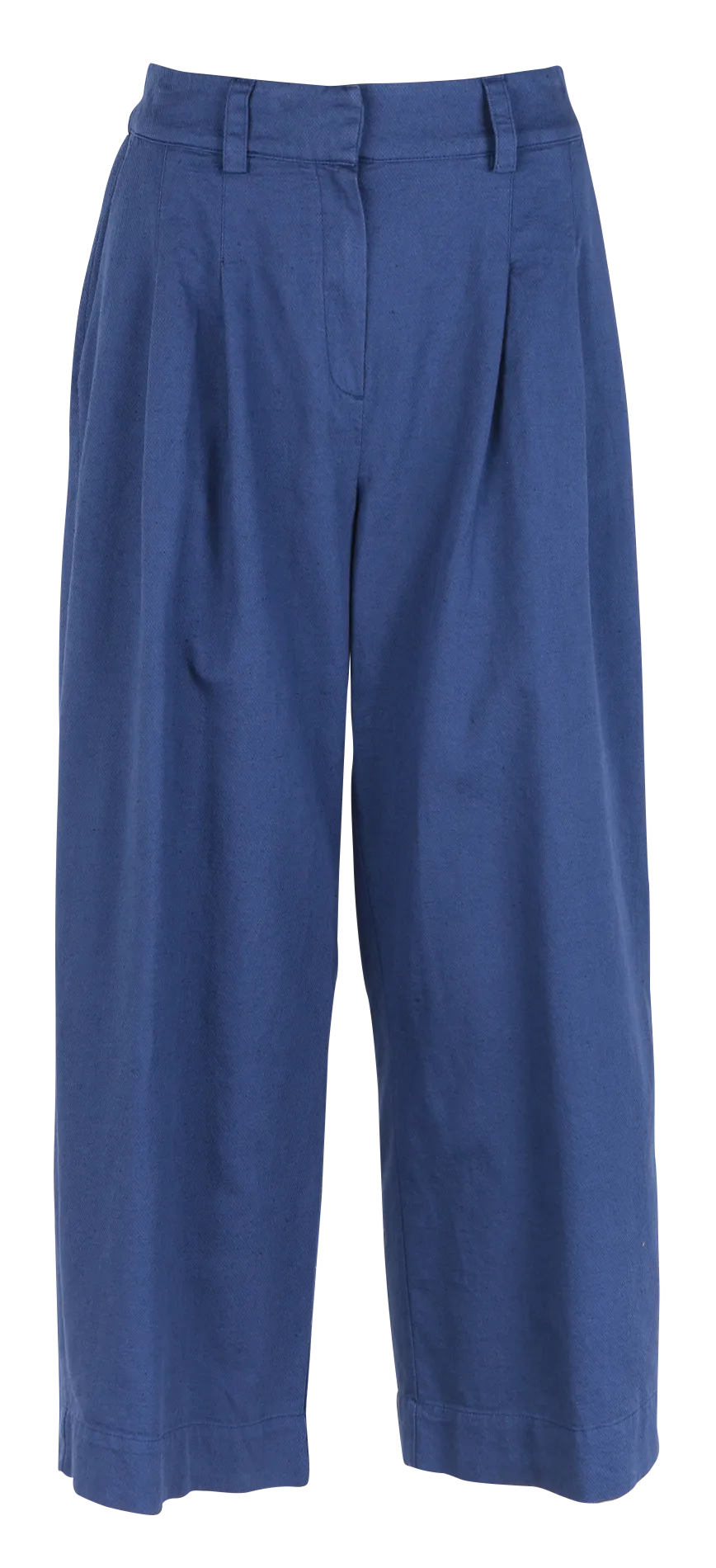 ACOTE Pantalón ancho de mezcla de algodón y lino en azul