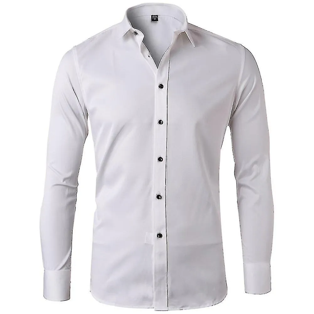 Allthemen Hombre Negocios Solid Color Lapel Slim Shirt