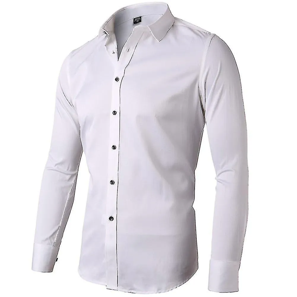 Allthemen Hombre Negocios Solid Color Lapel Slim Shirt