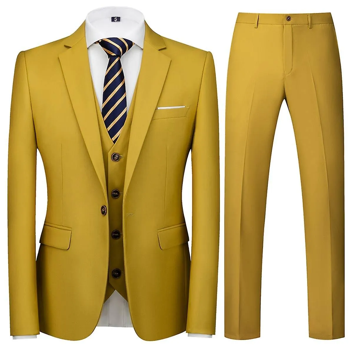 Allthemen Traje de hombre 3 piezas Slim Fit Trajes de un botón Boda Chaqueta de negocios Chaleco Pantalones