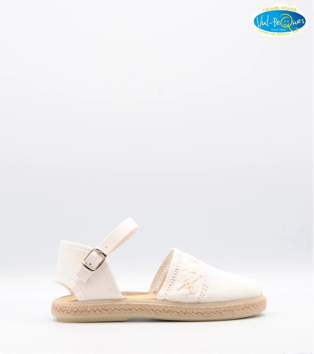 ALPARGATAS NIÑA VULPEQUES CROCHET BLANCO Y BEIGE