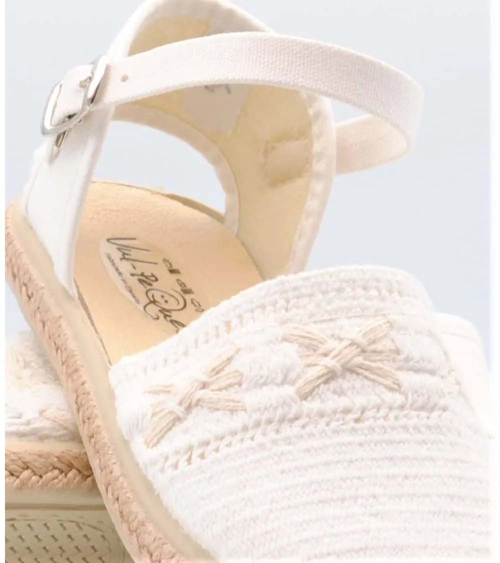 ALPARGATAS NIÑA VULPEQUES CROCHET BLANCO Y BEIGE