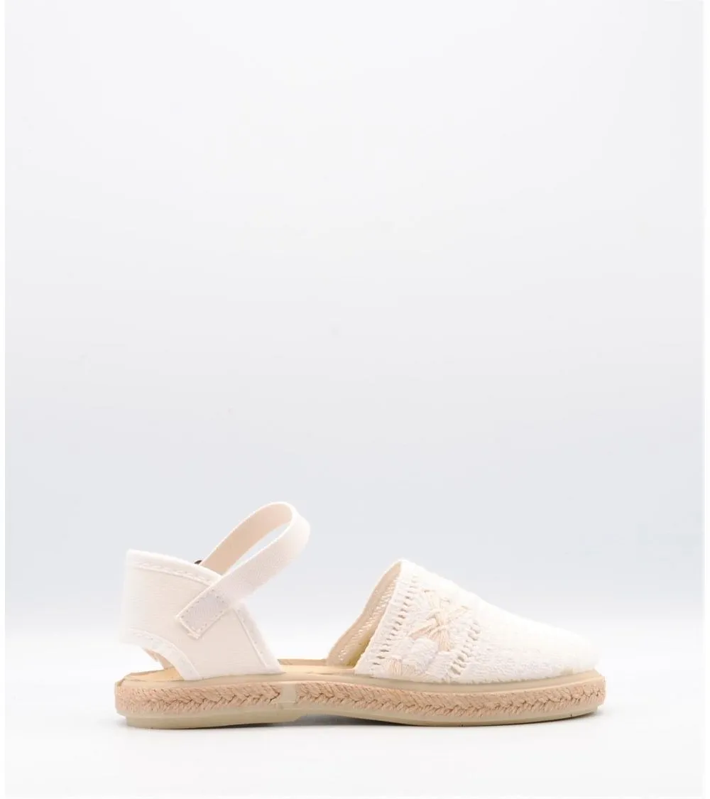 ALPARGATAS NIÑA VULPEQUES CROCHET BLANCO Y BEIGE