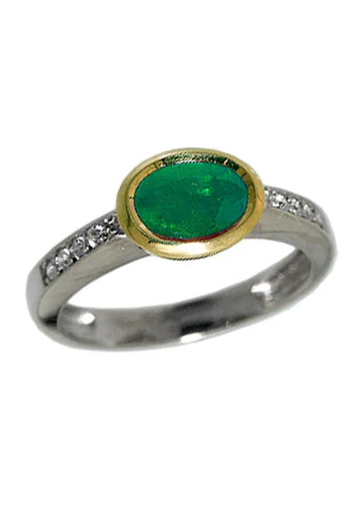ANILLO ORO BICOLOR CON ESMERALDA FINA 014_65230E