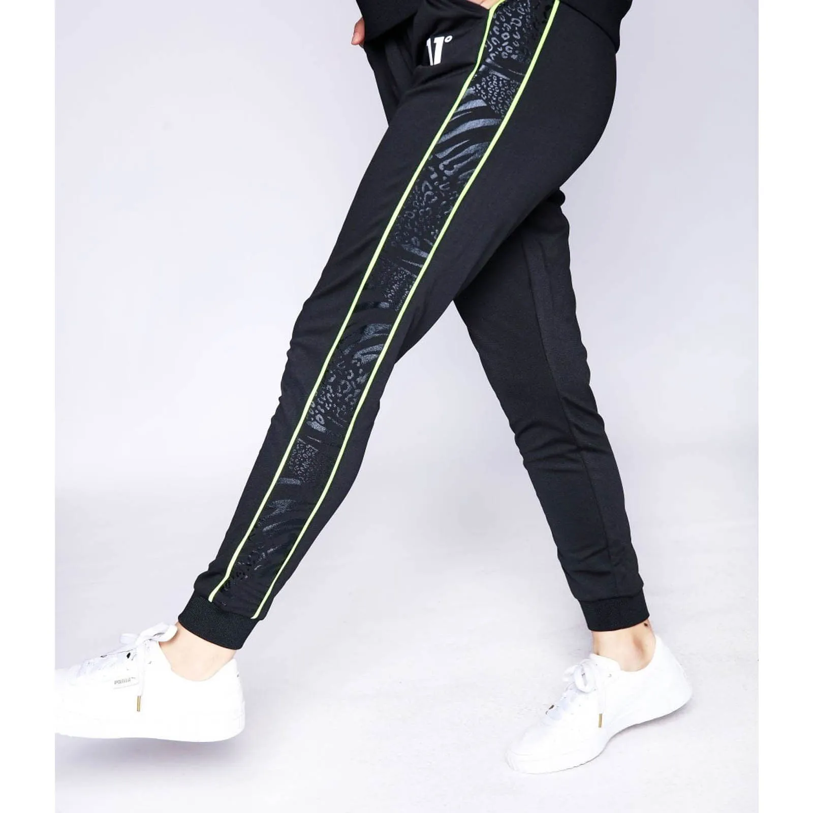 Animal Print Contrast Joggers Black