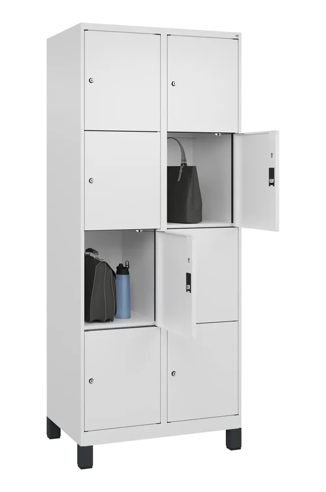 ARMARIO TAQUILLA C+P CABOPLUS, 2 COMPARTIMENTOS Y 4 ESTANTES, 800 X 500 X 1850MM, BLANCO, CON PATAS