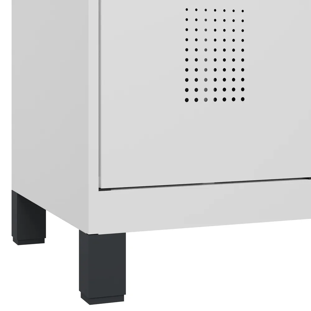 ARMARIO TAQUILLA C+P CABOPLUS, 2 COMPARTIMENTOS Y 4 ESTANTES, 800 X 500 X 1850MM, BLANCO, CON PATAS