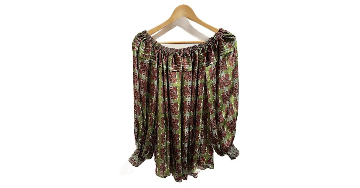 Autre Marque MIMI LIBERTE Camisetas.fr 36 Seda Verde 