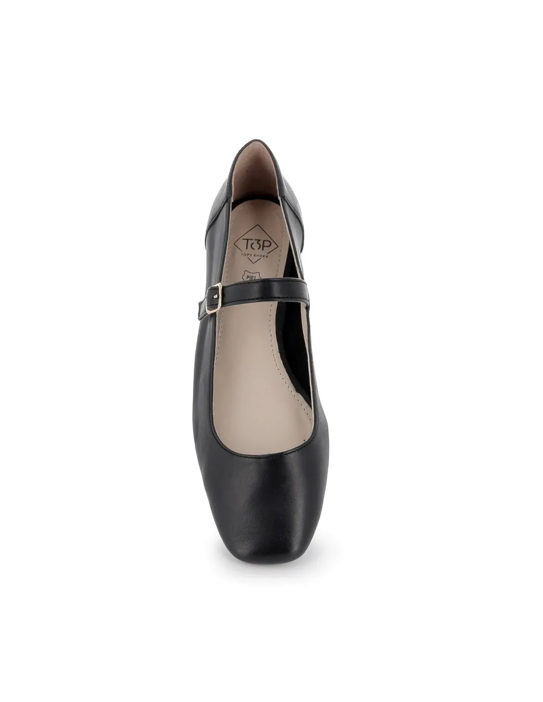 Bailarina piel correa con hebilla color negro TOP 3