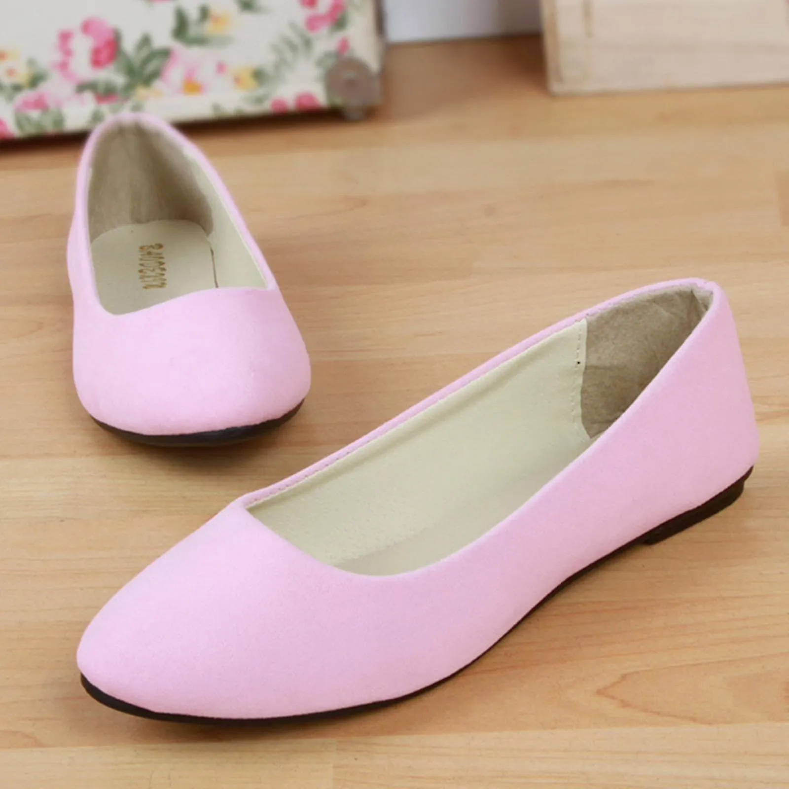 Ballet femenino Dolly bombea slip plano en mocasines zapatos de ede