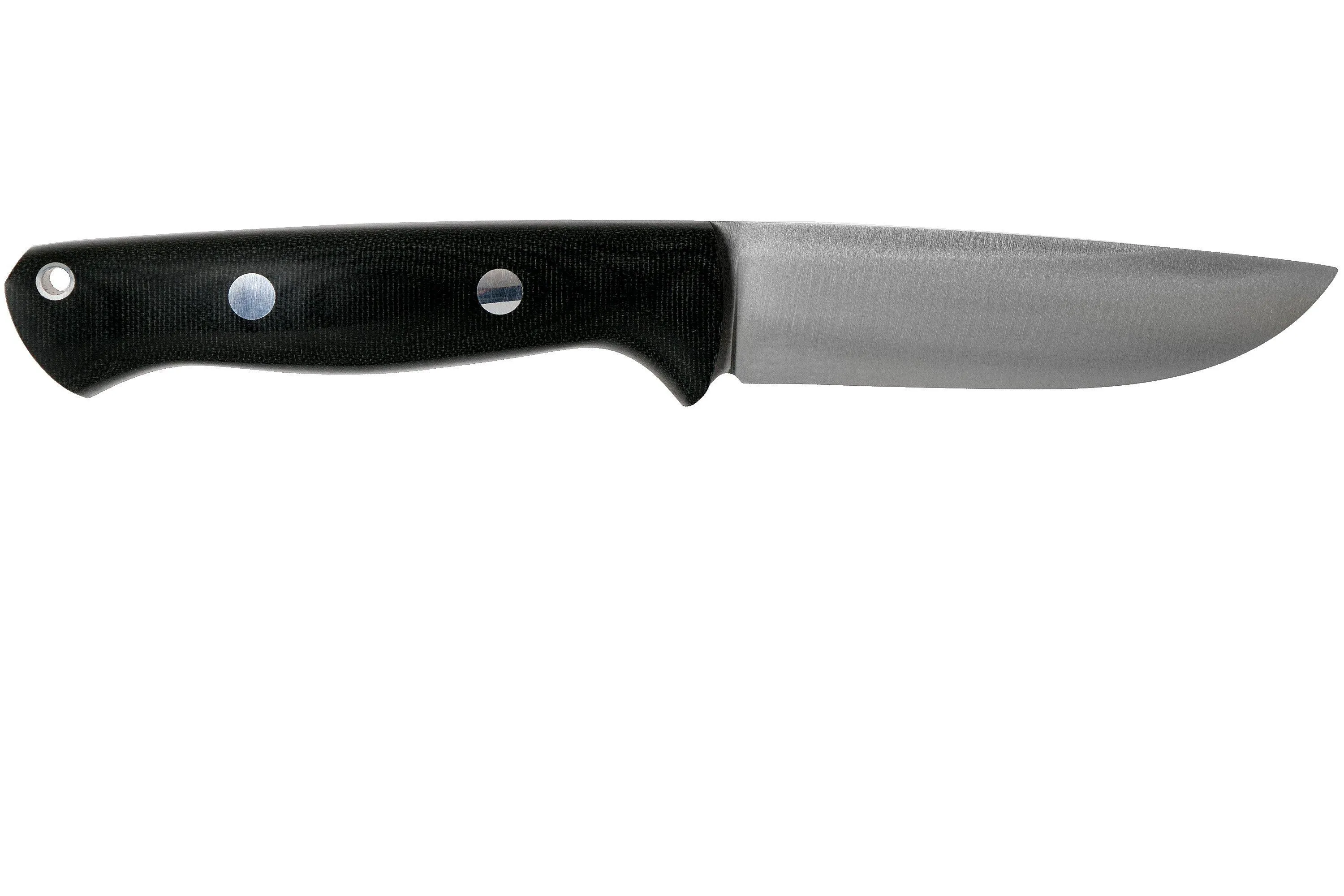 Bark River Bravo 1 LT Hunter CPM 3V, Black Canvas micarta, funda marrón