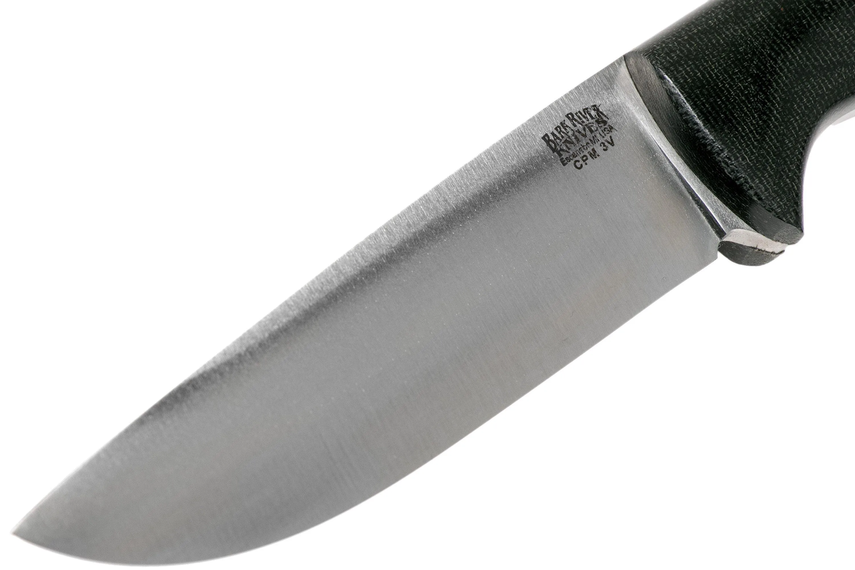 Bark River Bravo 1 LT Hunter CPM 3V, Black Canvas micarta, funda marrón