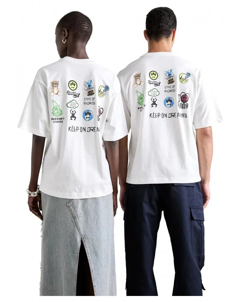 BARROW  CAMISETA REGUALR FIT CON LOGO Y ESTAMPACIONES ICóNICAS EN LA ESPALDA COLOR BLANCO