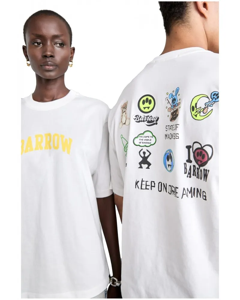 BARROW  CAMISETA REGUALR FIT CON LOGO Y ESTAMPACIONES ICóNICAS EN LA ESPALDA COLOR BLANCO