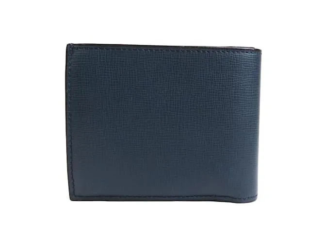Billetera bifold de cuero azul marino Valextra 