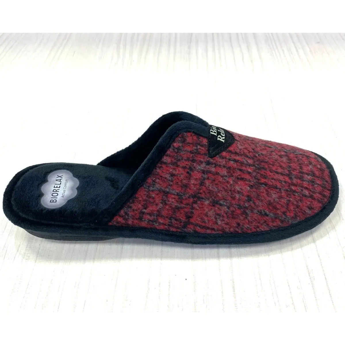 Biorelax rebajas zapatilla hombre casa acolchada burdeos y marino 1414