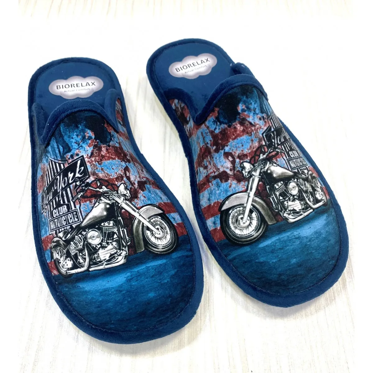 Biorelax zapatilla de casa acolchada hombre rebajas azul moto Bio1433