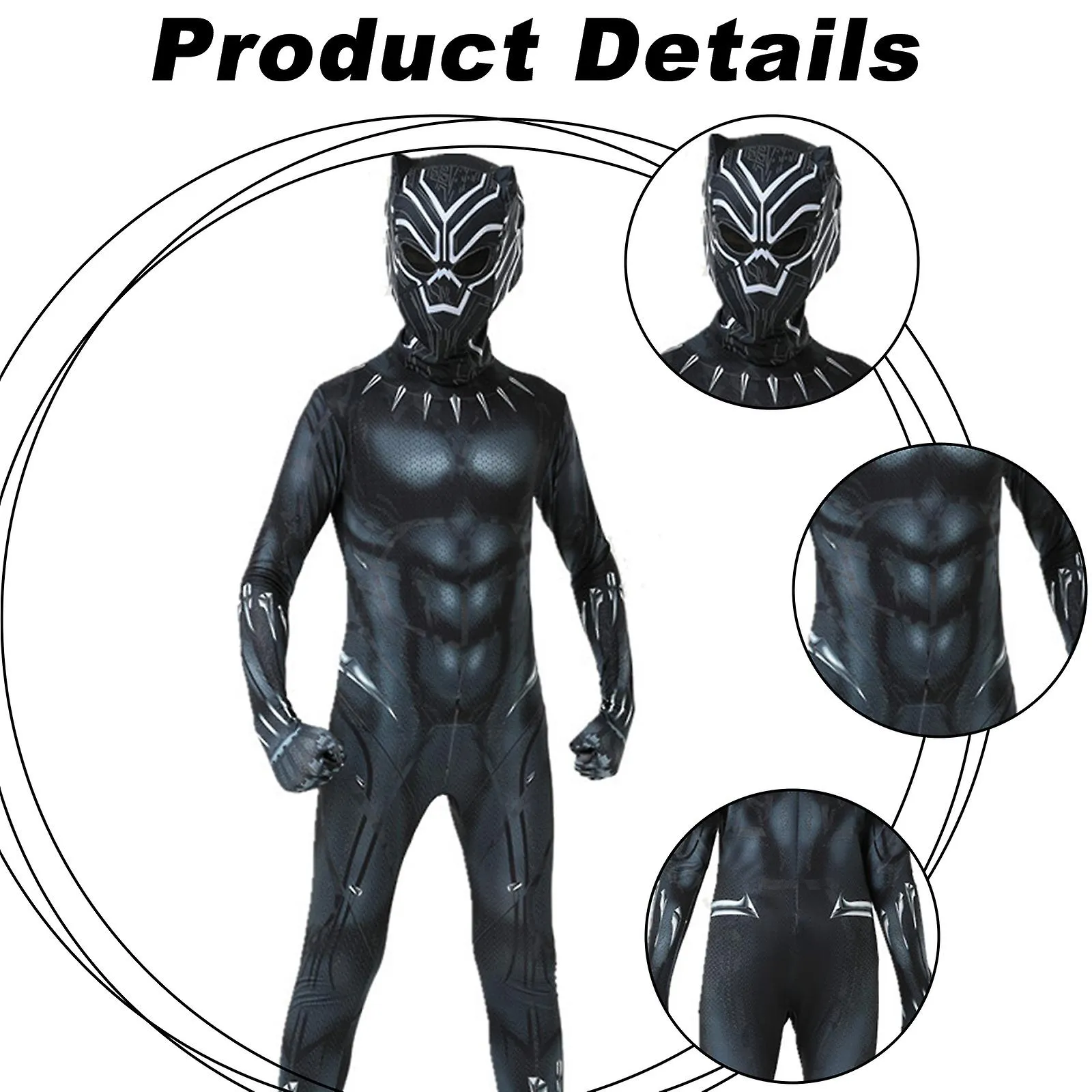 Black Panther Disfraz de niño Disfraz de superhéroe Cosplay Bodysuit para niños adultos