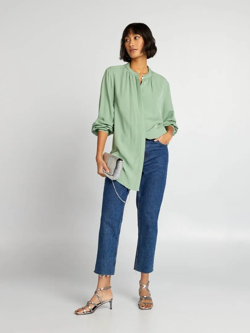 BLUSA CON CUELLO MAO  VERDE