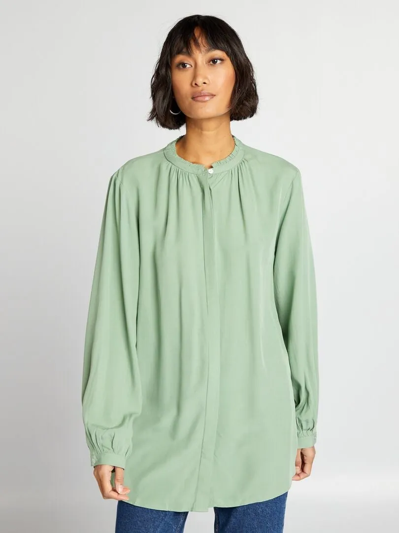 BLUSA CON CUELLO MAO  VERDE