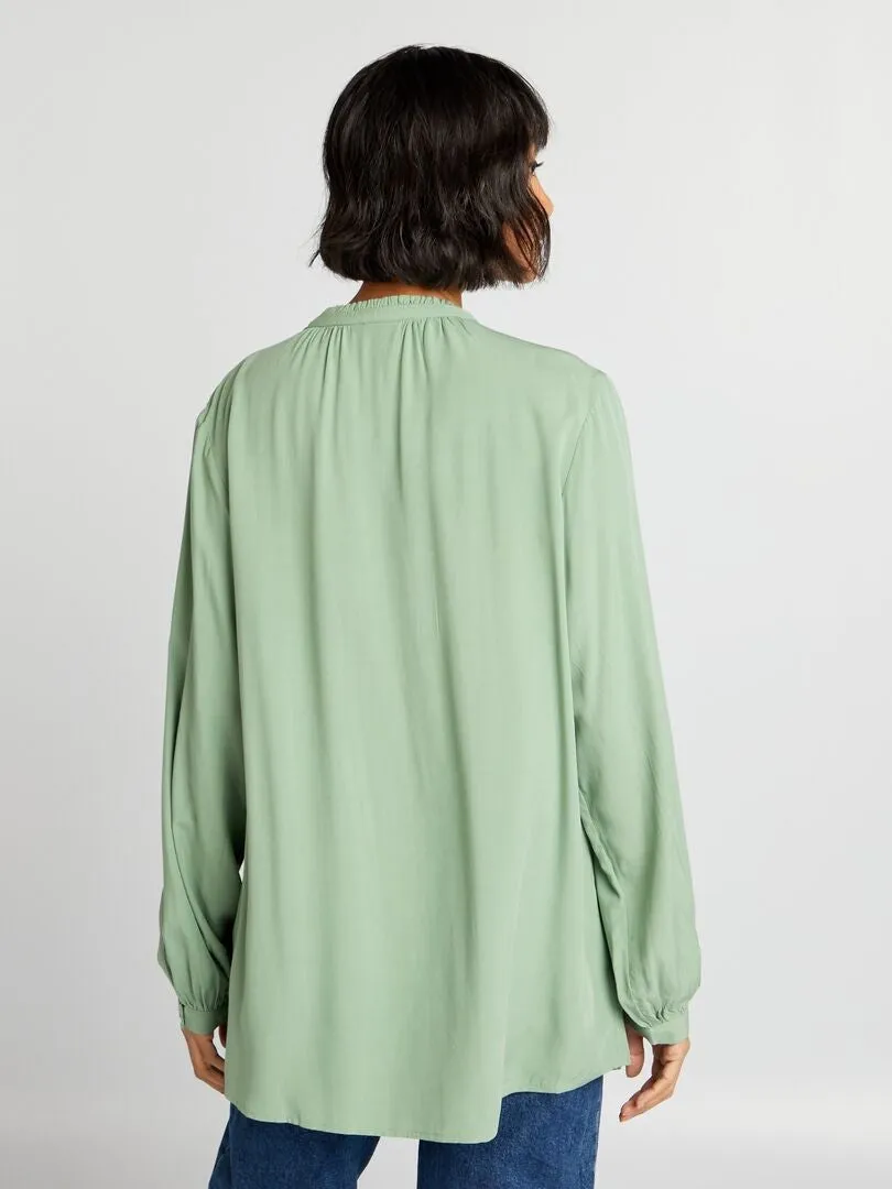 BLUSA CON CUELLO MAO  VERDE