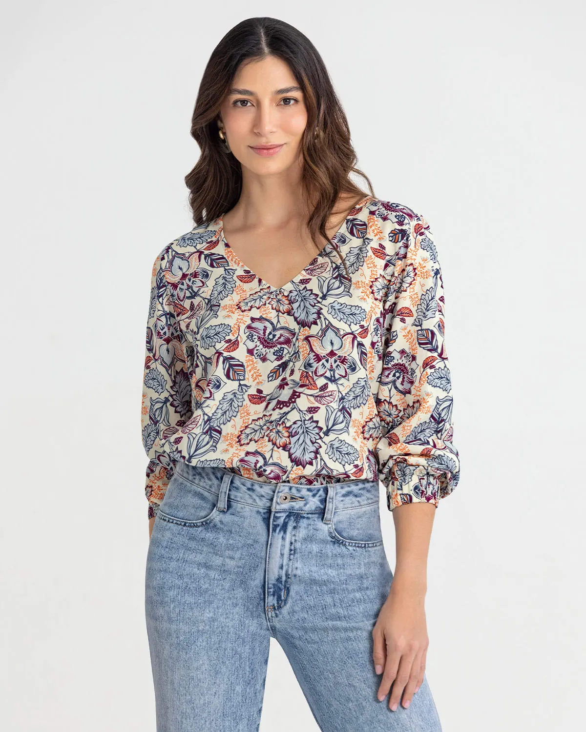 Blusa manga larga con puos con resorte grueso