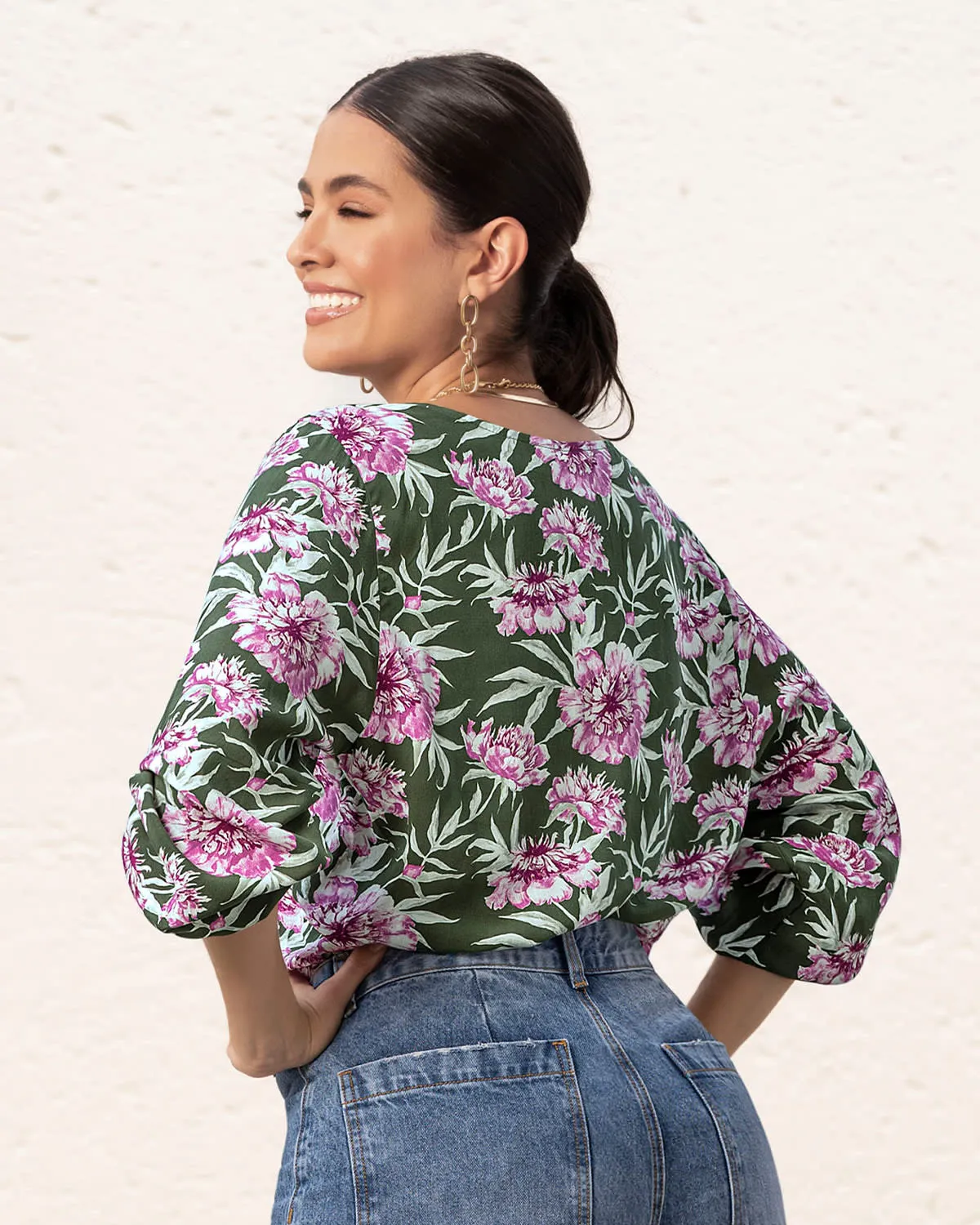 Blusa manga larga con puos con resorte grueso
