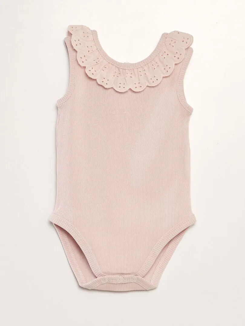 BODY DE CANALé CON CUELLO BORDADO  ROSA