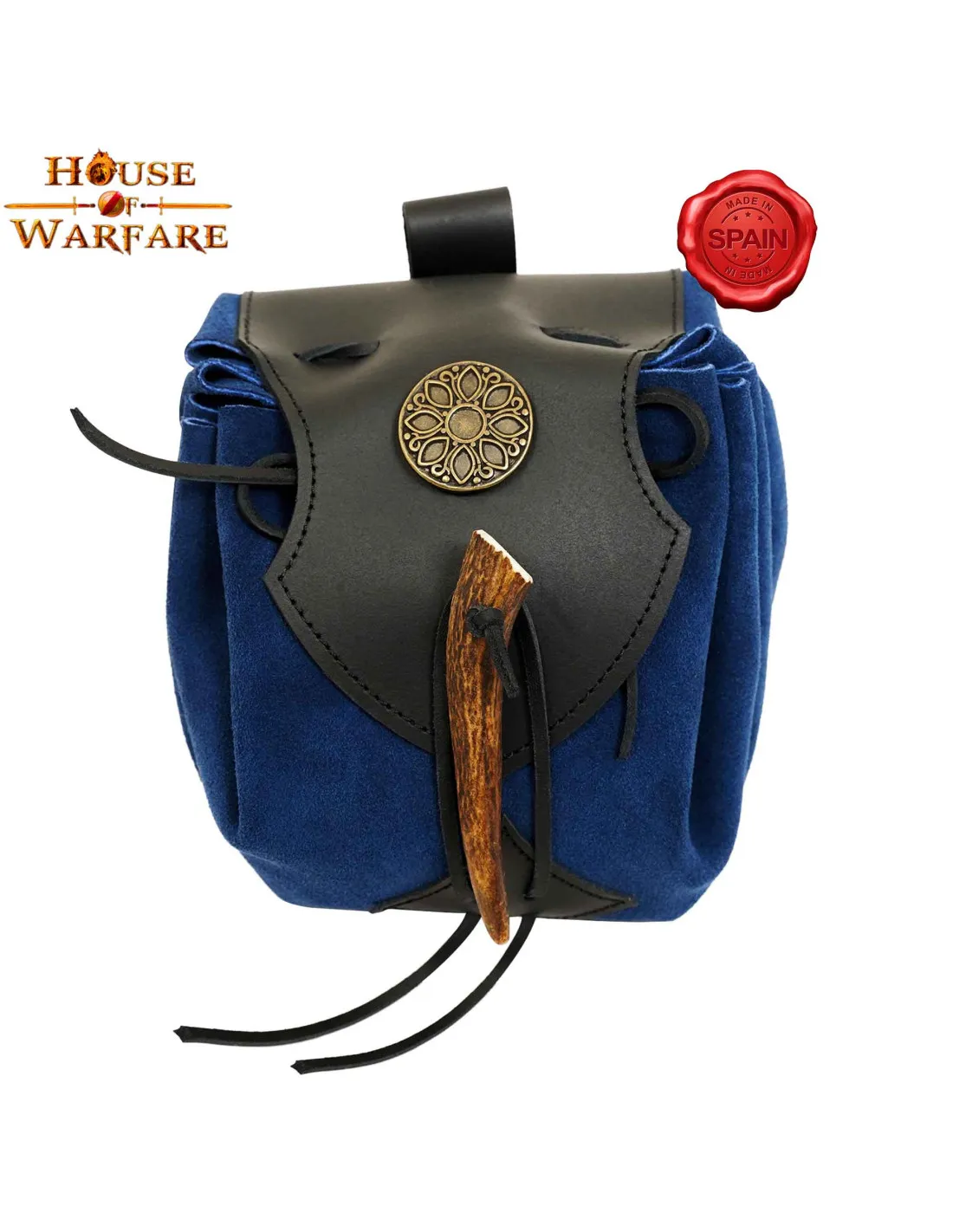 BOLSA MEDIEVAL SANADOR ERRANTE EN PIEL  AZUL