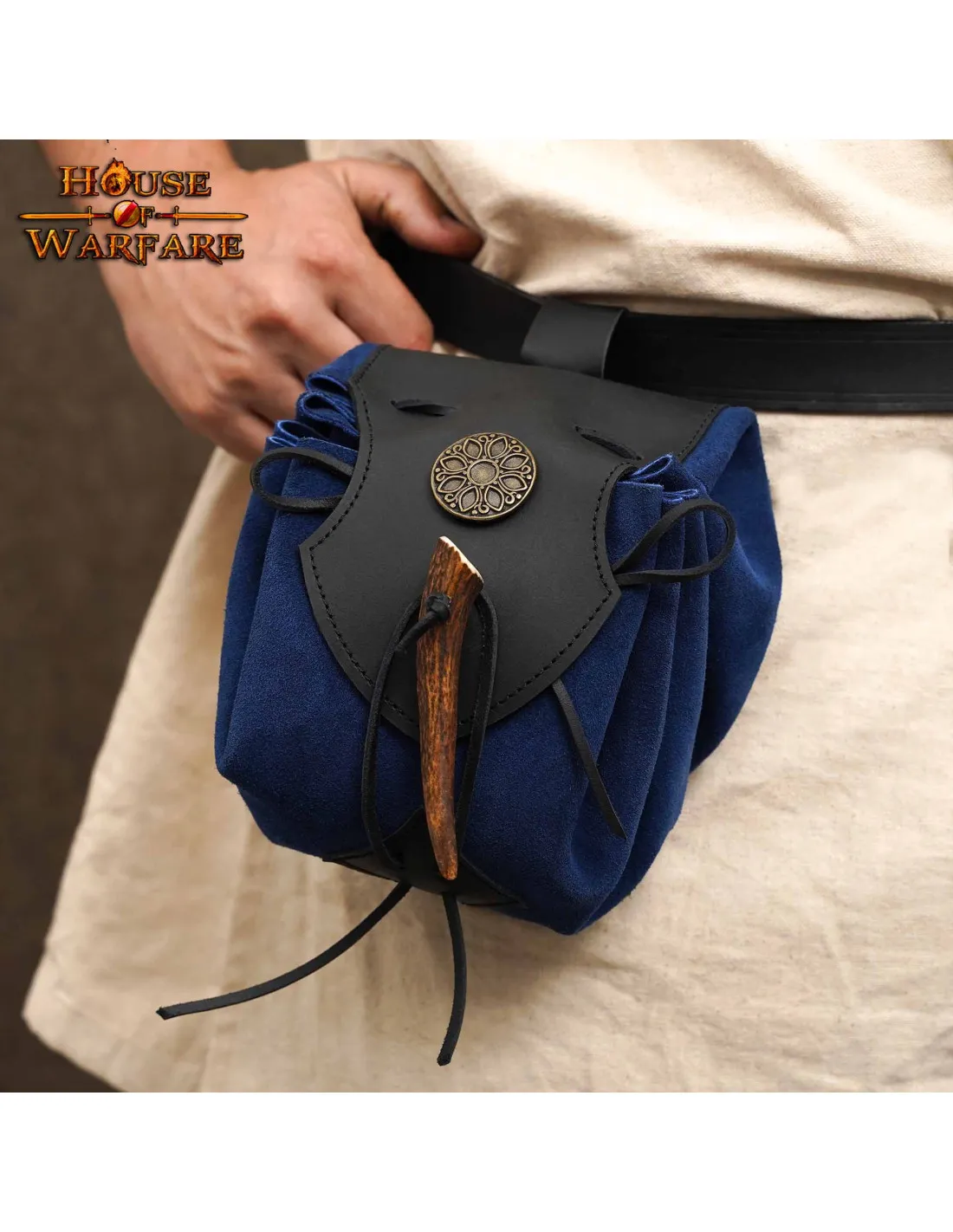 BOLSA MEDIEVAL SANADOR ERRANTE EN PIEL  AZUL