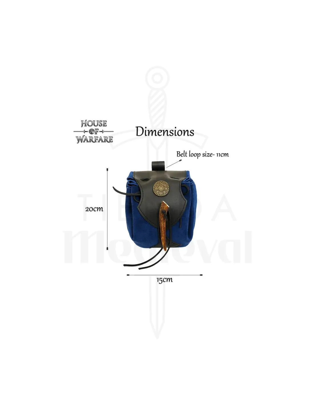 BOLSA MEDIEVAL SANADOR ERRANTE EN PIEL  AZUL