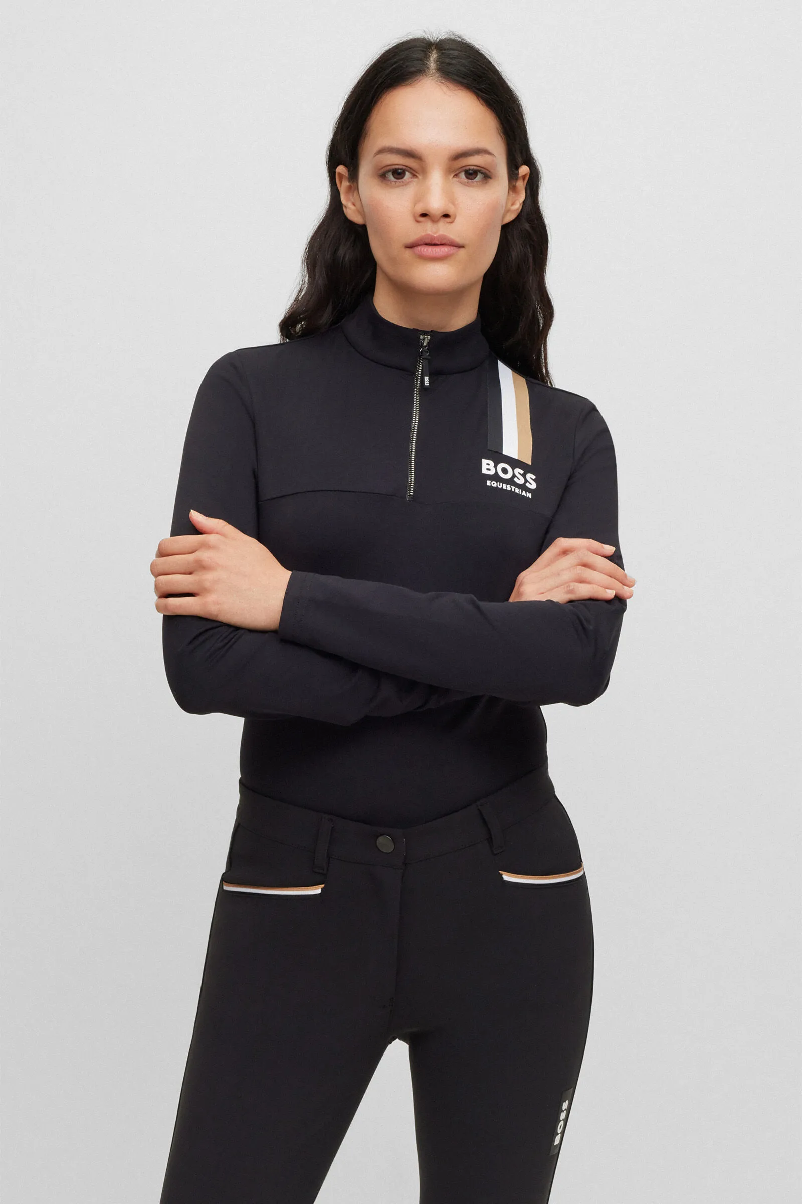 Boss Camiseta de entrenamiento Lia Signature Stripe para mujer