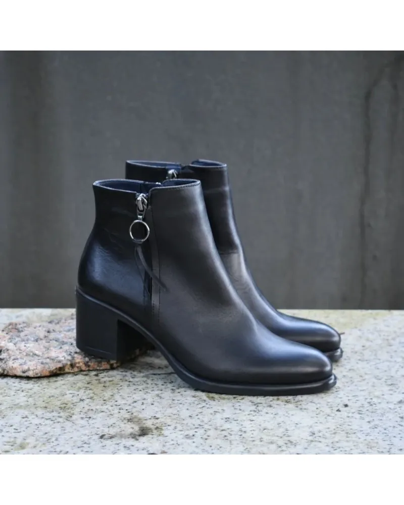 Bota de piel confort de tacón bajo | FLUCHOS LEXI D8606 negro