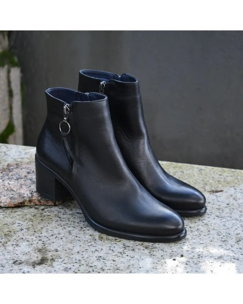 Bota de piel confort de tacón bajo | FLUCHOS LEXI D8606 negro