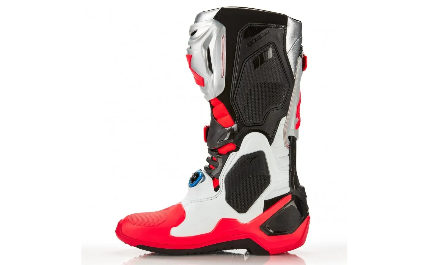 Botas Alpinestars Tech 10 Edición Limitada Negro Plata Rojo Fluor