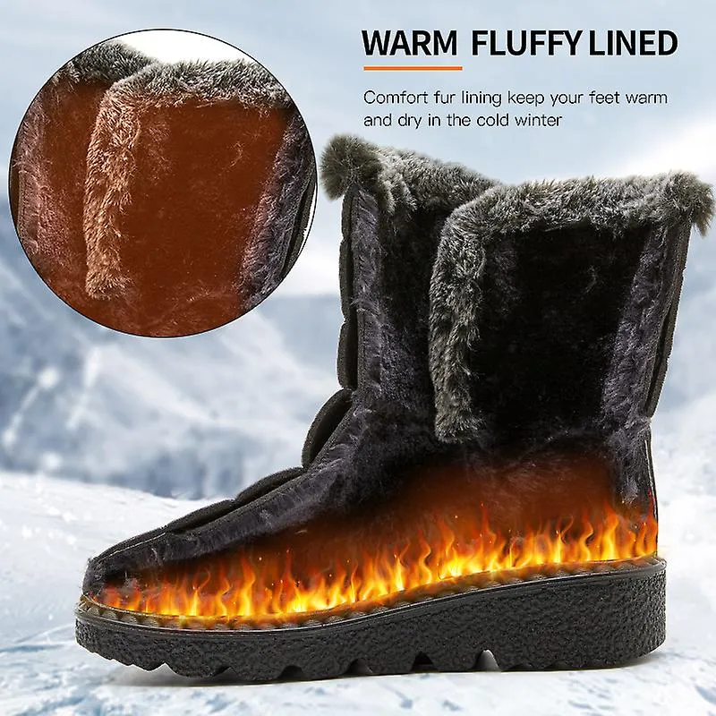 Botas de invierno impermeables para mujeres 2023 Nueva piel sintética Botas de nieve de felpa larga Botines de plataforma de muj